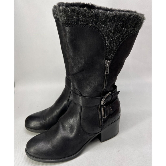 BARETRAPS Womens Willow Black Heeled Riding Boots Round Toe Stacked Heel 11M - Picture 3 of 9